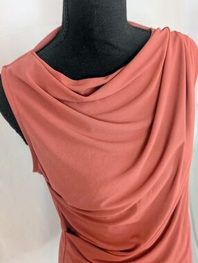 Express Draped Neck Sleeveless Top Rust Orange Size Small Elegant Blouse